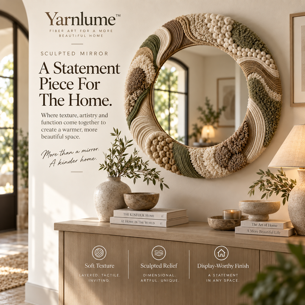 Yarnlume™ Sculpted Mirror  Turn a Mirror Into a Piece of Fiber Sculpture.