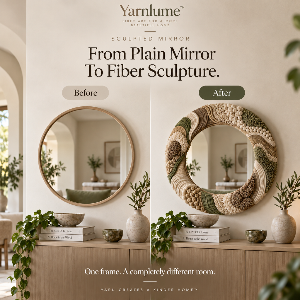 Yarnlume™ Sculpted Mirror  Turn a Mirror Into a Piece of Fiber Sculpture.