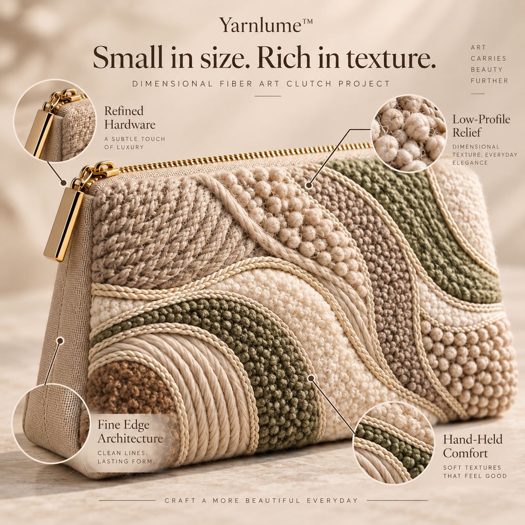 Yarnlume™ Sculpted Clutch  Small in Size. Rich in Texture. Made to Go Out With You.