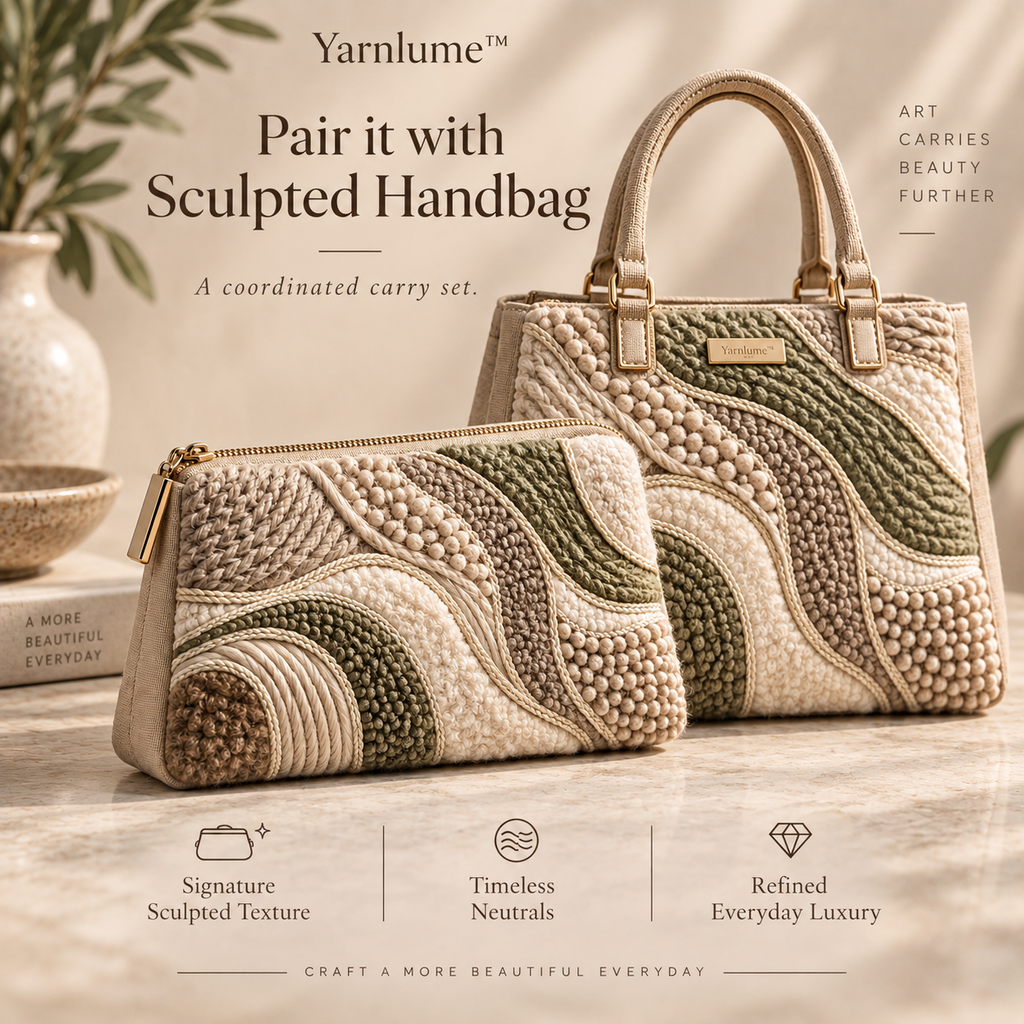 Yarnlume™ Sculpted Clutch  Small in Size. Rich in Texture. Made to Go Out With You.