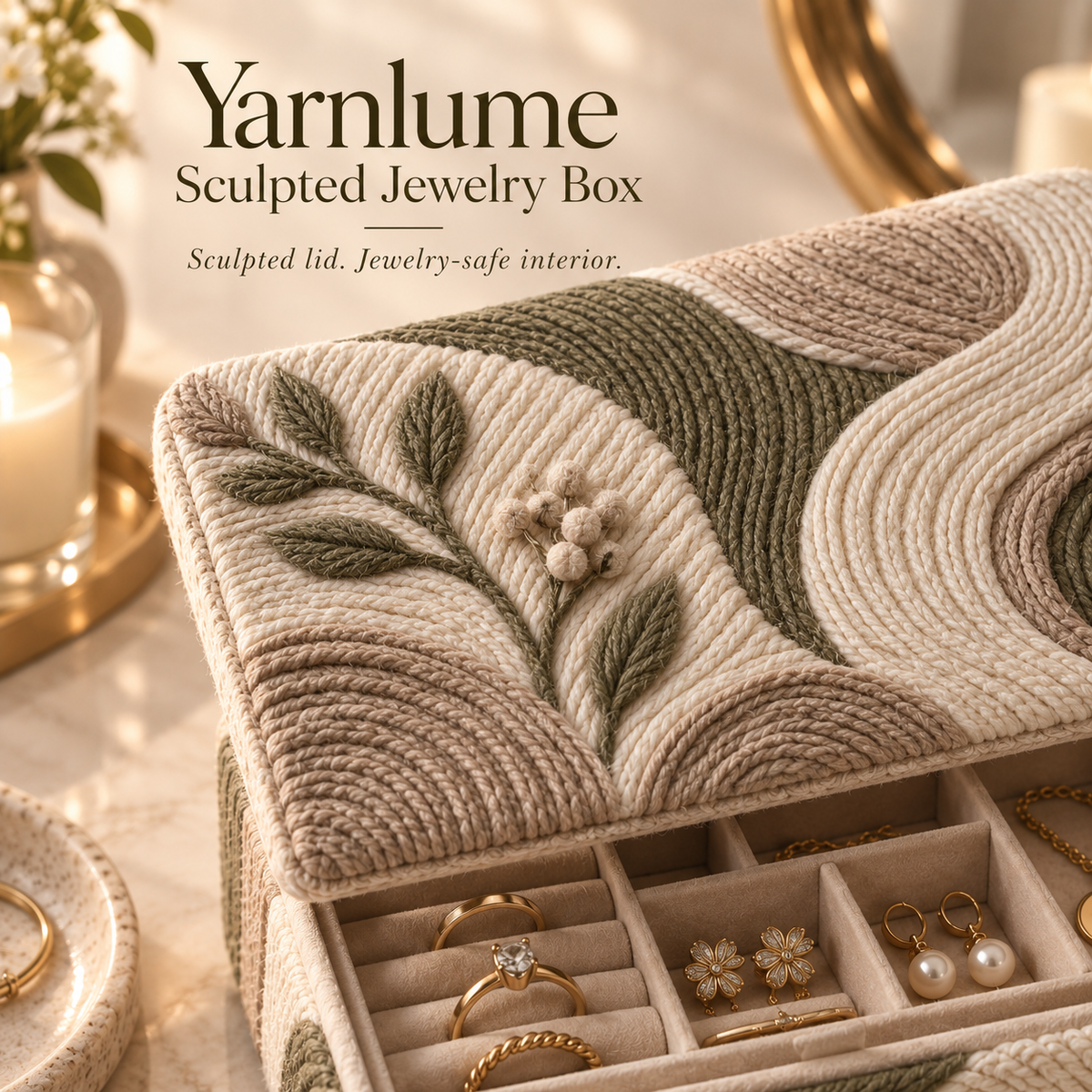 Yarnlume™ Sculpted Jewelry Box  Turn the Lid Into Art. Keep What Matters Inside.