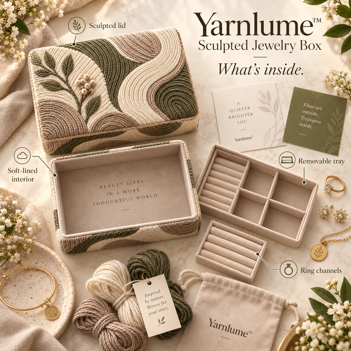 Yarnlume™ Sculpted Jewelry Box  Turn the Lid Into Art. Keep What Matters Inside.