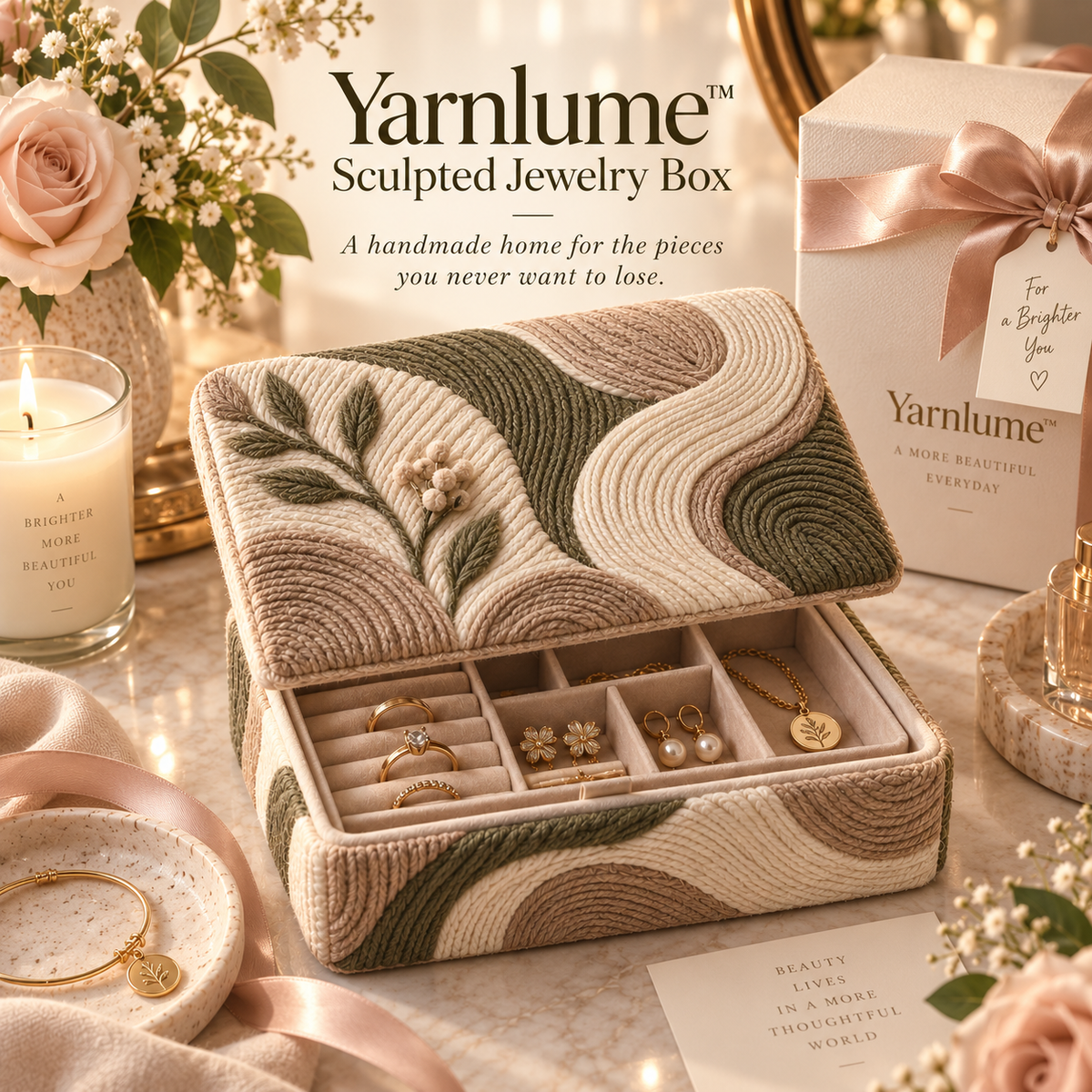 Yarnlume™ Sculpted Jewelry Box  Turn the Lid Into Art. Keep What Matters Inside.