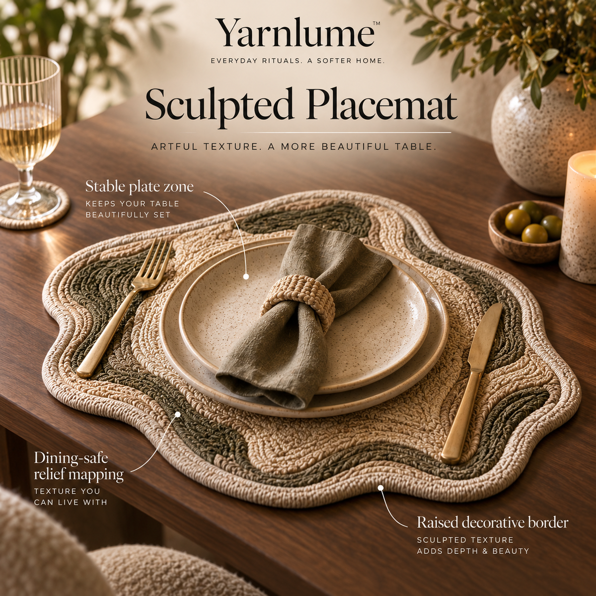 Yarnlume™ Sculpted Table Collection  Set the Table. Sculpt the Surface.