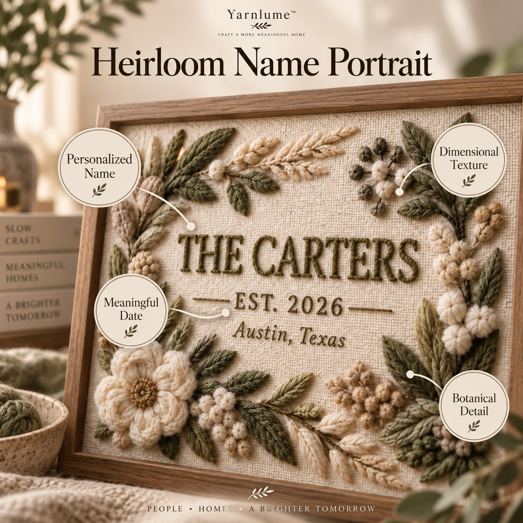 Yarnlume™ Heirloom Name Portrait  Turn a Name Into Something Worth Passing Down.