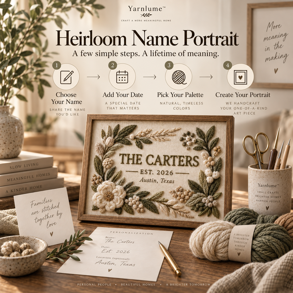 Yarnlume™ Heirloom Name Portrait  Turn a Name Into Something Worth Passing Down.